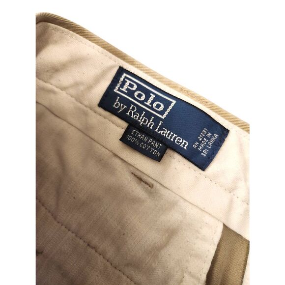 Polo Ralph Lauren Khaki pants Pleated tan Men's 34x29* Measured Pony Logo Ethan - Picture 3 of 9